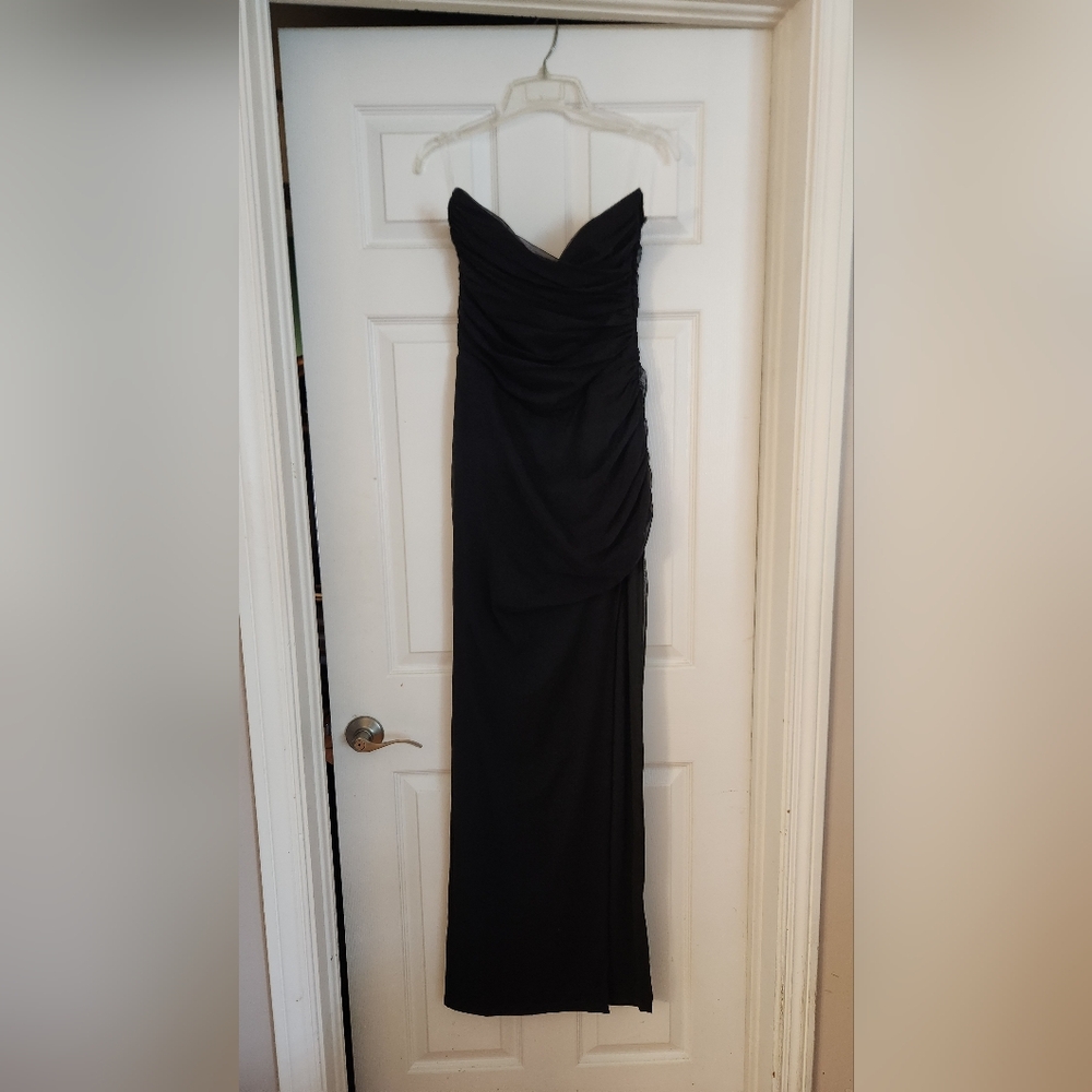 Giovanna Strapless Black Maxi Gown with High Side Slit - Picture 2 of 2